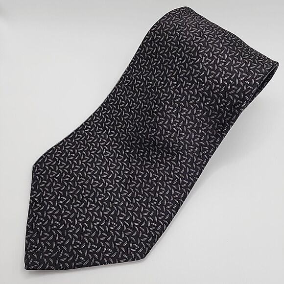 Zylos George Machado Dark Grey Patterned Silk Necktie - Like New - Picture 4 of 4